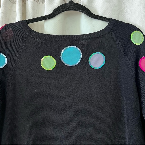 EUC Bellepointe Knit Sweater in Black with Pastel Sequined Detail size Large - Picture 3 of 12